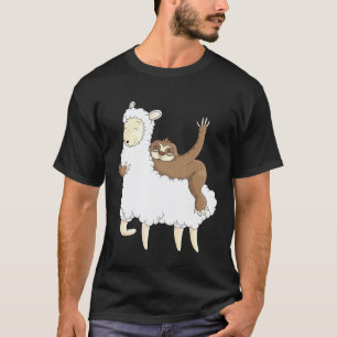 Sloth with Llama Ts Women Girls Boys T-Shirt