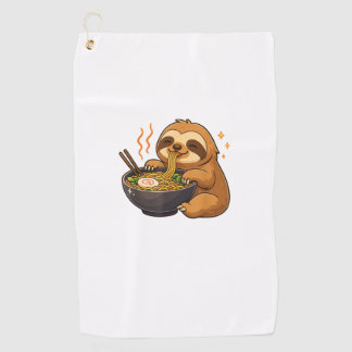 Sloth with Noodles Ramen Kawaii Sloth T-Shirt Golf Towel