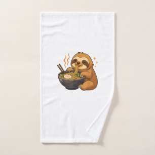 Sloth with Noodles Ramen Kawaii Sloth T-Shirt Hand Towel