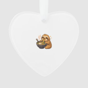 Sloth with Noodles Ramen Kawaii Sloth T-Shirt Ornament