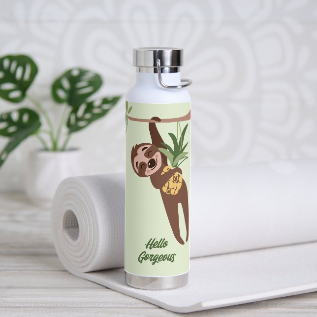Sloth With Pineapple Water Bottle (Yoga)