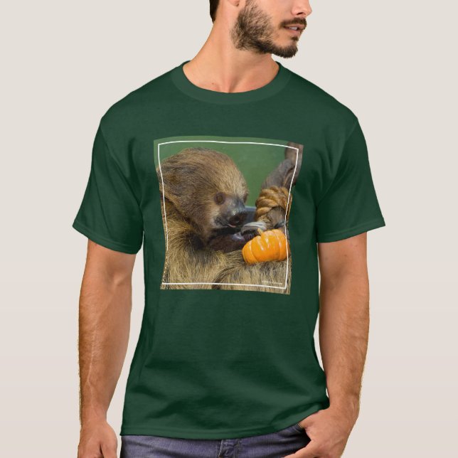 Sloth with Pumpkin T-Shirt (Front)