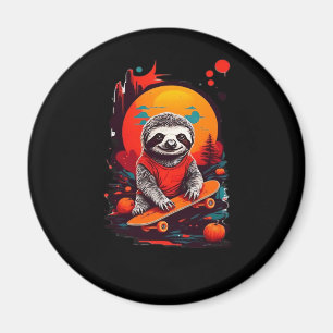 Sloth with skateboard on halloween night Classic T Magnet