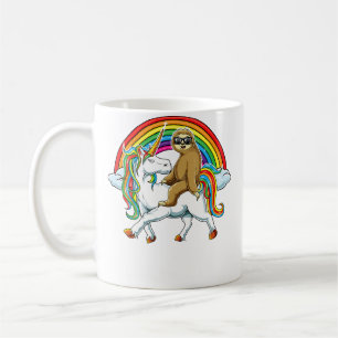 Sloth With Sunglasses Riding Unicorn Funny Magical Coffee Mug