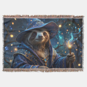 Sloth Wizard Throw Blanket