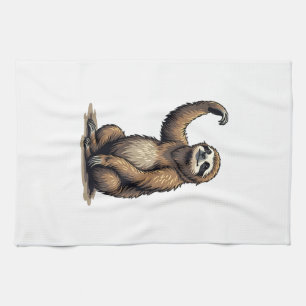 Sloth Woodcut Vintage Wildlife Tee 2 Tea Towel