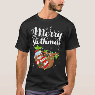 Sloth Xmas Lights Merry Slothmas Sloth Christmas T-Shirt