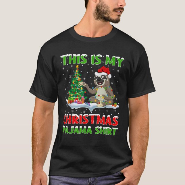 Sloth Xmas Tree Lights This Is My Christmas Pajama T-Shirt (Front)
