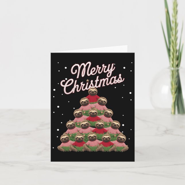 Sloth Xmas Tree Sloths Christmas Tree  Card (Front)
