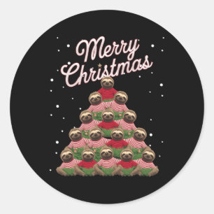 Sloth Xmas Tree Sloths Christmas Tree  Classic Round Sticker