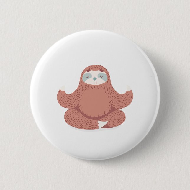 Sloth Yoga 6 Cm Round Badge (Front)