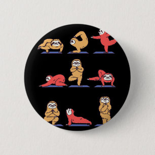 Sloth Yoga Asana Pose And Meditation Funny  6 Cm Round Badge