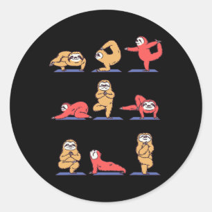 Sloth Yoga Asana Pose And Meditation Funny  Classic Round Sticker