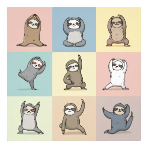 Sloth Yoga Grid Photo Print