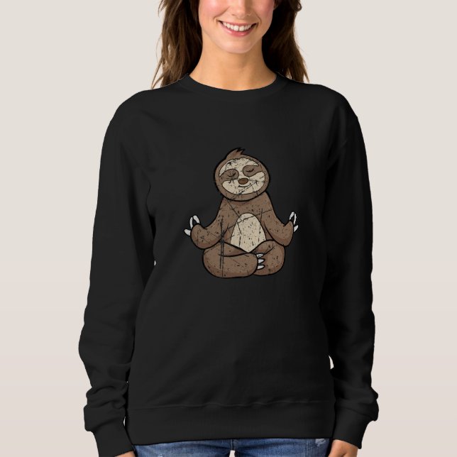 Sloth Yoga Lazy Animal Distressed Boys Girls Sweatshirt (Front)