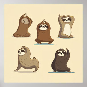 Sloth Yoga Moments Poster