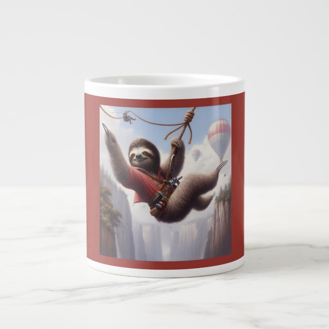 Sloth Ziplining Large Coffee Mug (Front)
