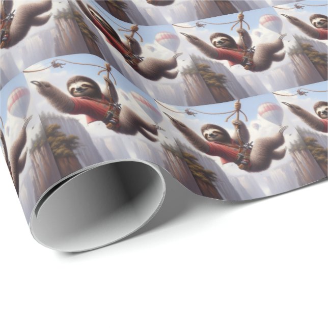 Sloth Ziplining Wrapping Paper (Roll Corner)