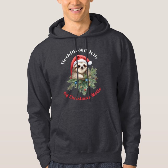 Slothful and Jolly My Christmas Motto Design  Hoodie (Front)