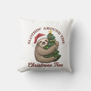 Slothin' Around the Christmas Tree Cushion