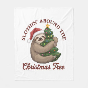 Slothin' Around the Christmas Tree Fleece Blanket