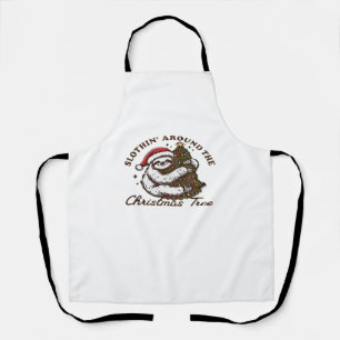 Slothin Around the Christmas Tree, Funny Christmas Apron