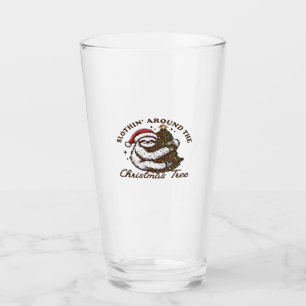 Slothin Around the Christmas Tree, Funny Christmas Glass
