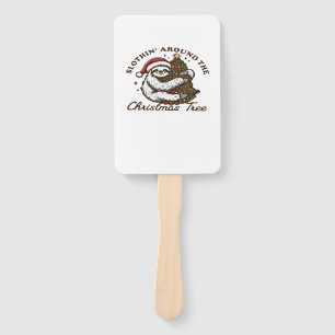 Slothin Around the Christmas Tree, Funny Christmas Hand Fan
