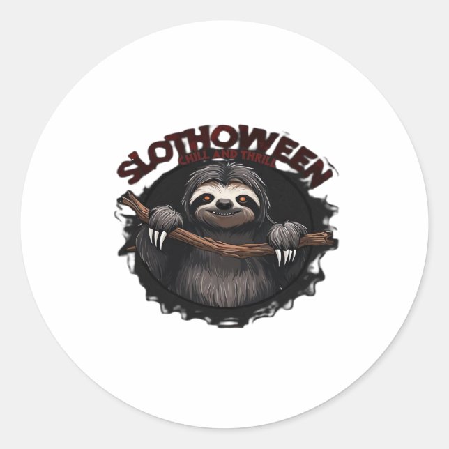 Slothoween Chill And Thrill - Creepy Sloth Classic Classic Round Sticker (Front)