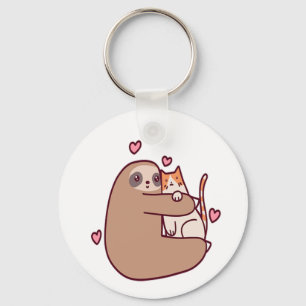 Sloths and Cats Are Best Friends  Key Ring