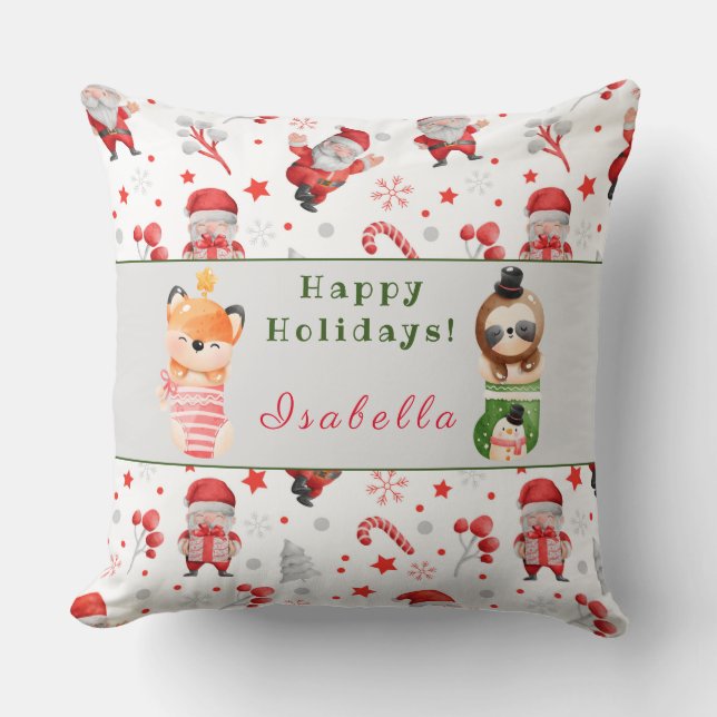 Sloths and Fox Customise Text and Name 20"X20" Cushion (Front)