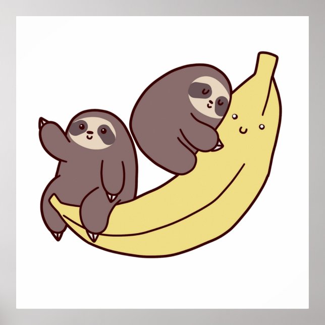 Sloths and Giant Banana Poster (Front)