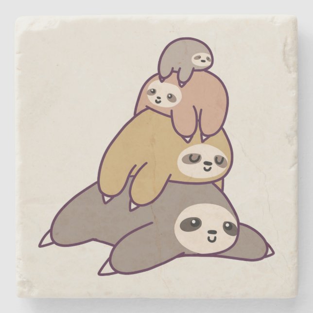 Sloths background stone coaster (Front)