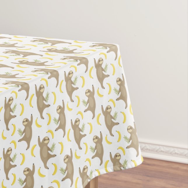 Sloths & Bananas Pattern Tablecloth (In Situ)