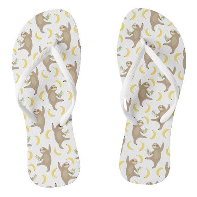 Sloths & Bananas Pattern Thongs (Footbed)