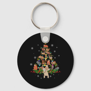 Sloths Christmas Tree Lights Fun Sloths Xmas Gift  Key Ring