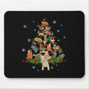 Sloths Christmas Tree Lights Fun Sloths Xmas Gift Mouse Pad