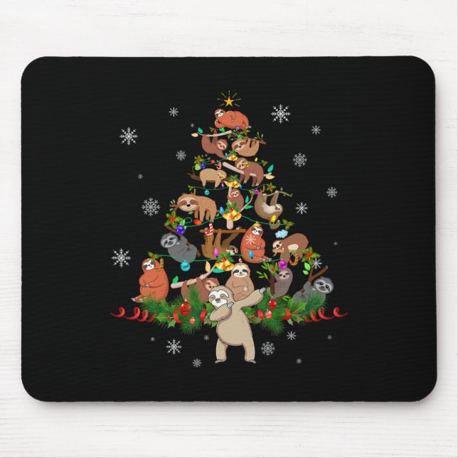 Sloths Christmas Tree Lights Fun Sloths Xmas Gift  Mouse Pad (Front)