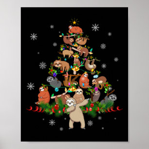 Sloths Christmas Tree Lights Fun Sloths Xmas Gift  Poster