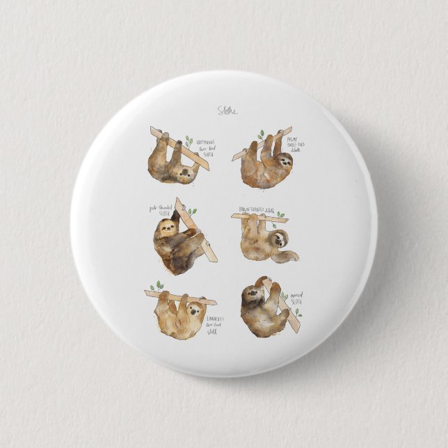 Sloths Classic  6 Cm Round Badge (Front)