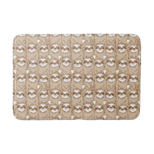 Sloths & Coffee Pattern Bath Mat