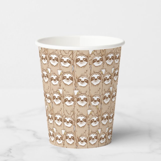 Sloths & Coffee Pattern Paper Cups (Left)