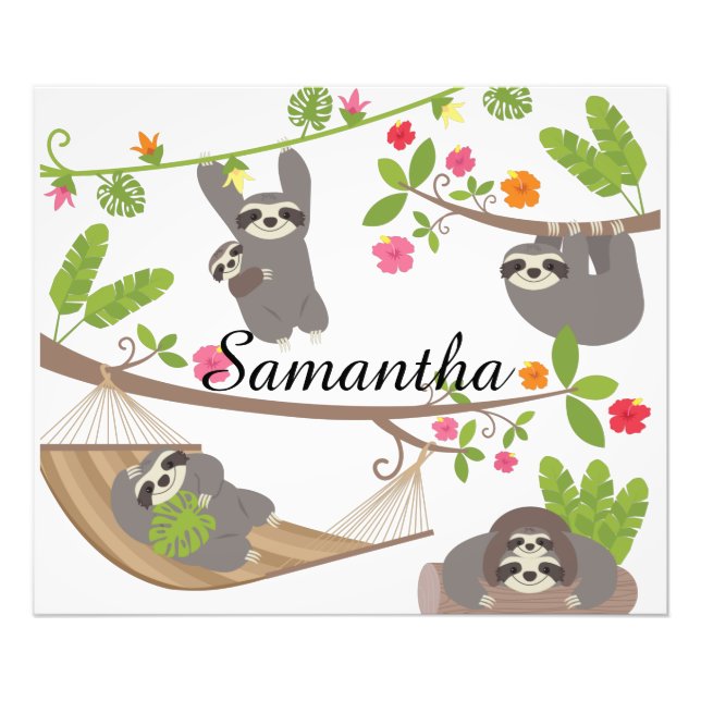 Sloths Custom Personalised Name Photo Print (Front)