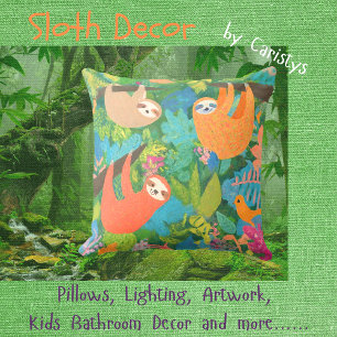 Sloths Hanging out in Trees Throw Pillow