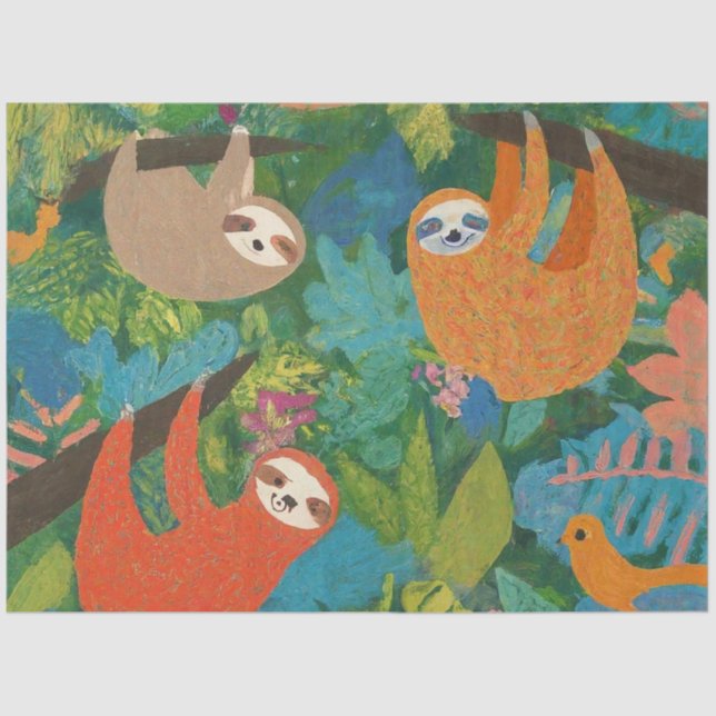 Sloths Hanging out in Trees  Tissue Paper (Front)