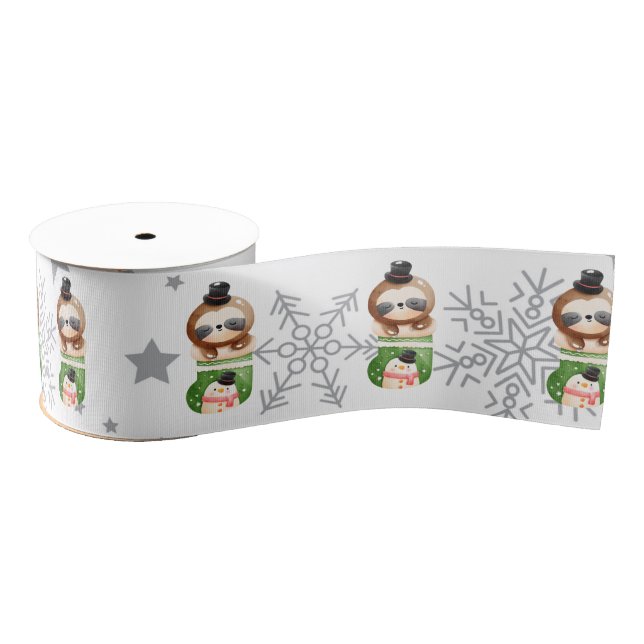 Sloths Holidays Customise Grosgrain Ribbon (Spool)