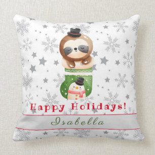Sloths Holidays Customise Text and Name 20"X20" Cushion