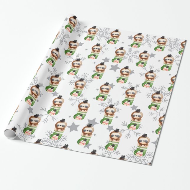 Sloths Holidays Customise Wrapping Paper (Unrolled)