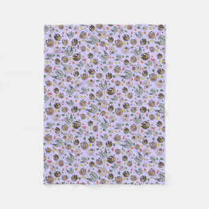 Sloths in Purple Fleece Blanket