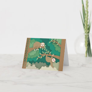 Sloths in the Trees Papercut Note Card